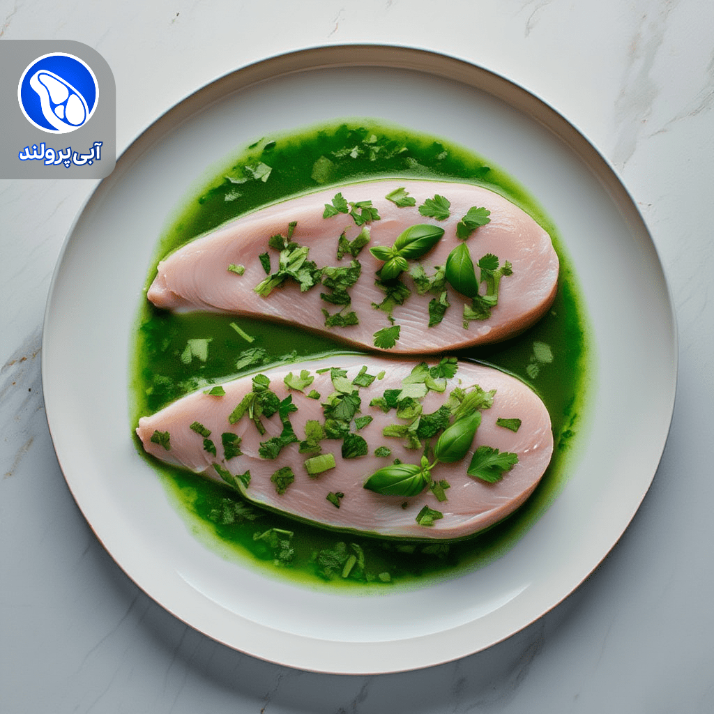 استیک سینه مرغ برنیز سبز